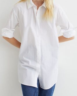 Camisa blanca larga mujer