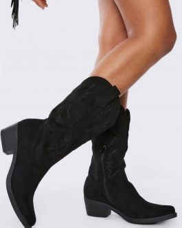 Bota alta negra mujer con tacón