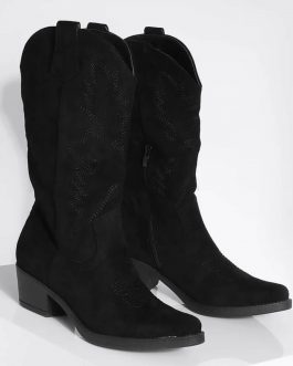 Bota alta negra mujer con tacón