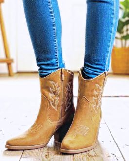 Botín beige mujer con tacón